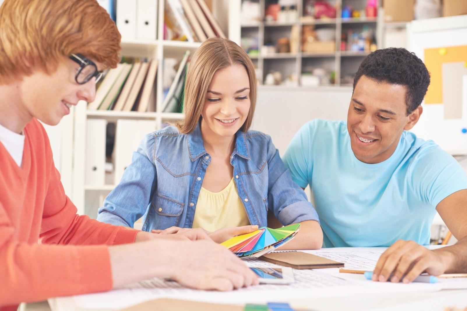 Students working through financial analysis exercises